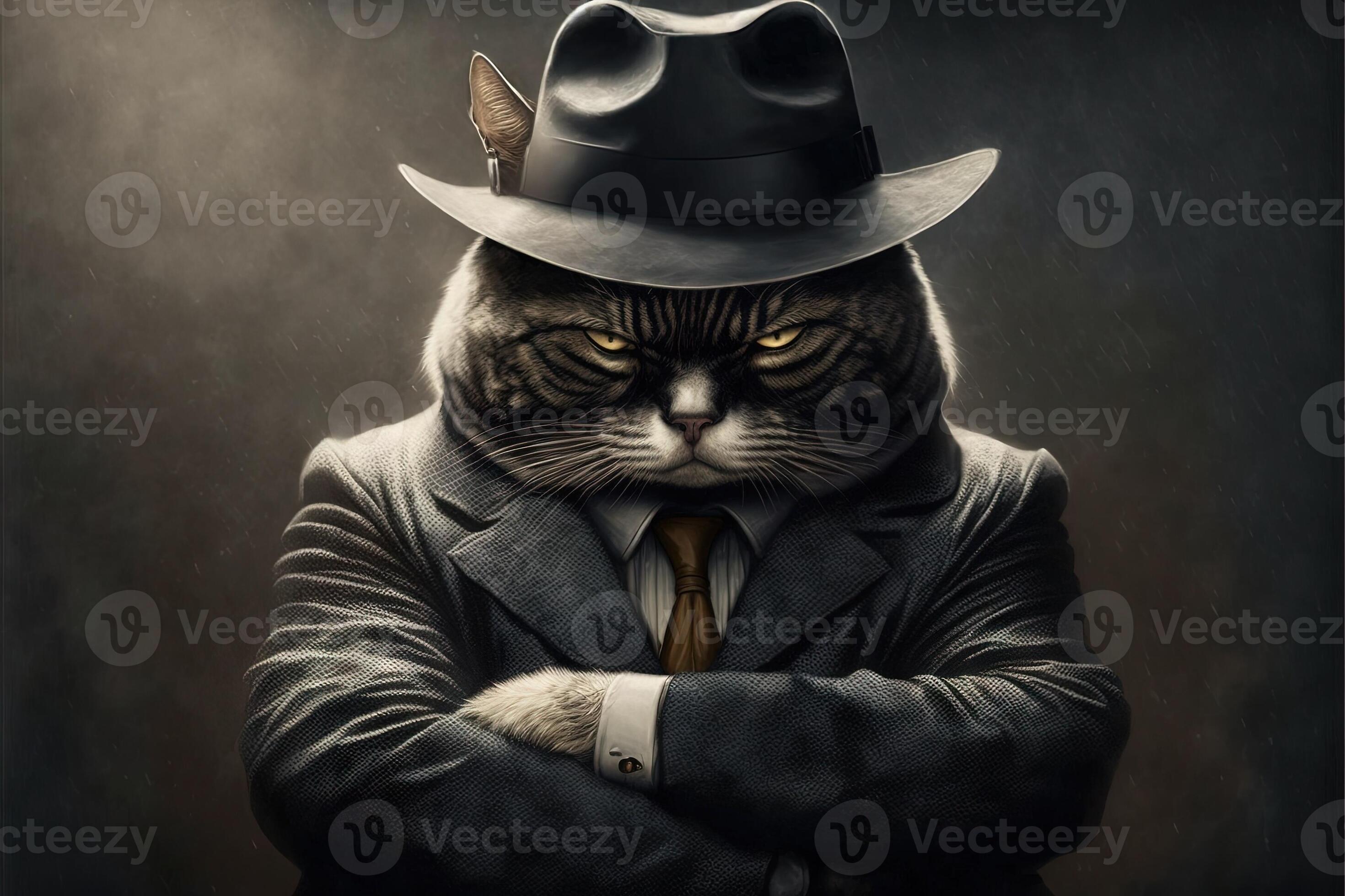 mafia boss cat Portrait illustration 23932678 Stock Photo at Vecteezy