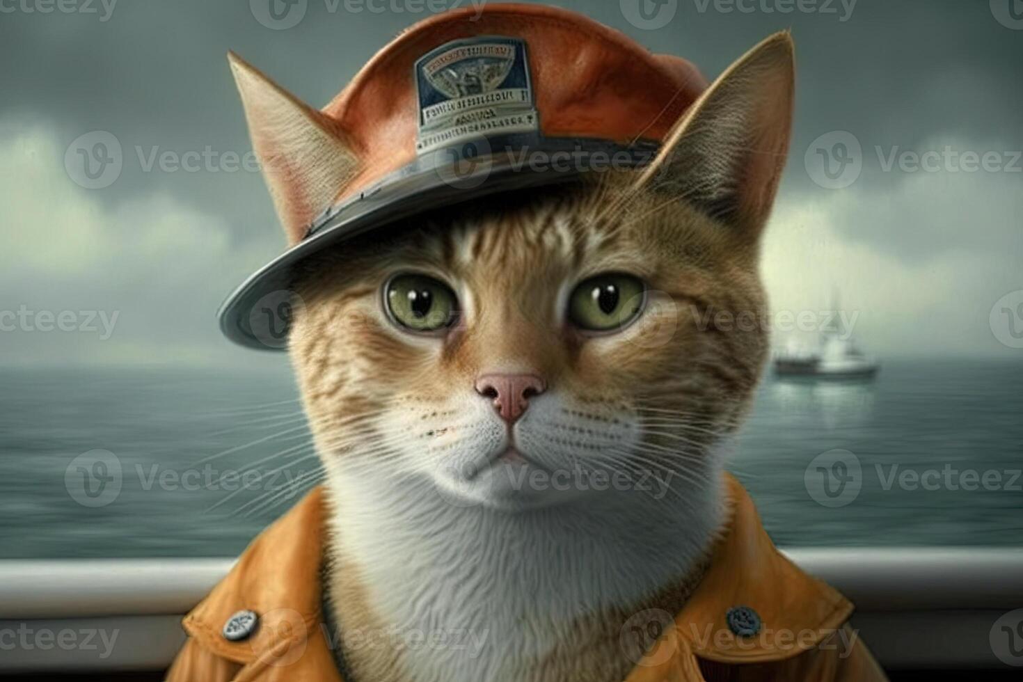 baywatcher cat working job profession illustration photo