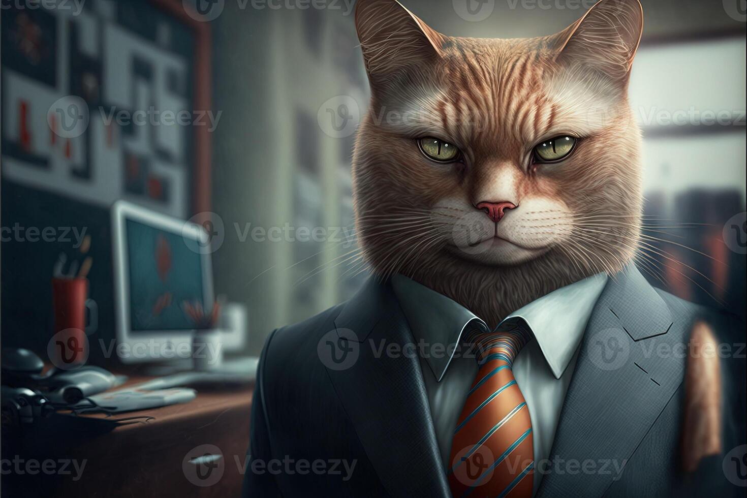cat businessman llustration photo