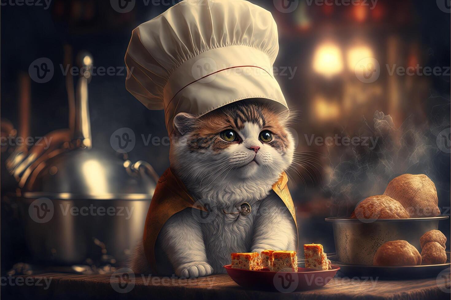 cat chef llustration photo