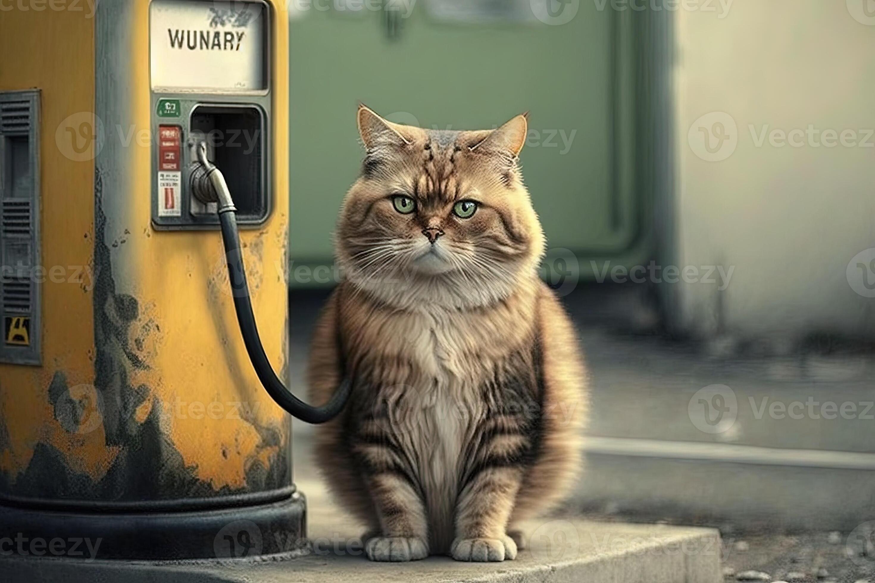 gas bomba gas estación gato trabajando trabajo profesión ilustración generativo ai 23932824 Foto