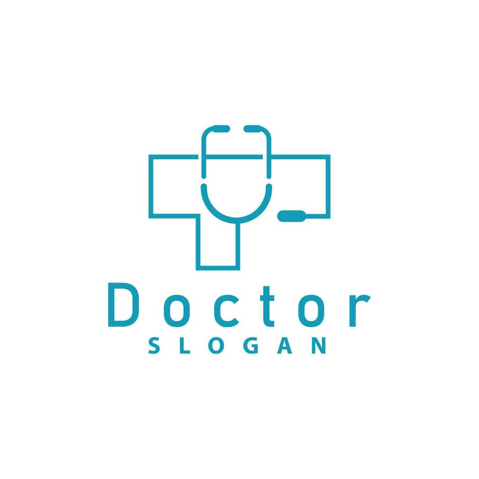 salud logo, médico estetoscopio vector, salud cuidado línea diseño, icono silueta ilustración vector