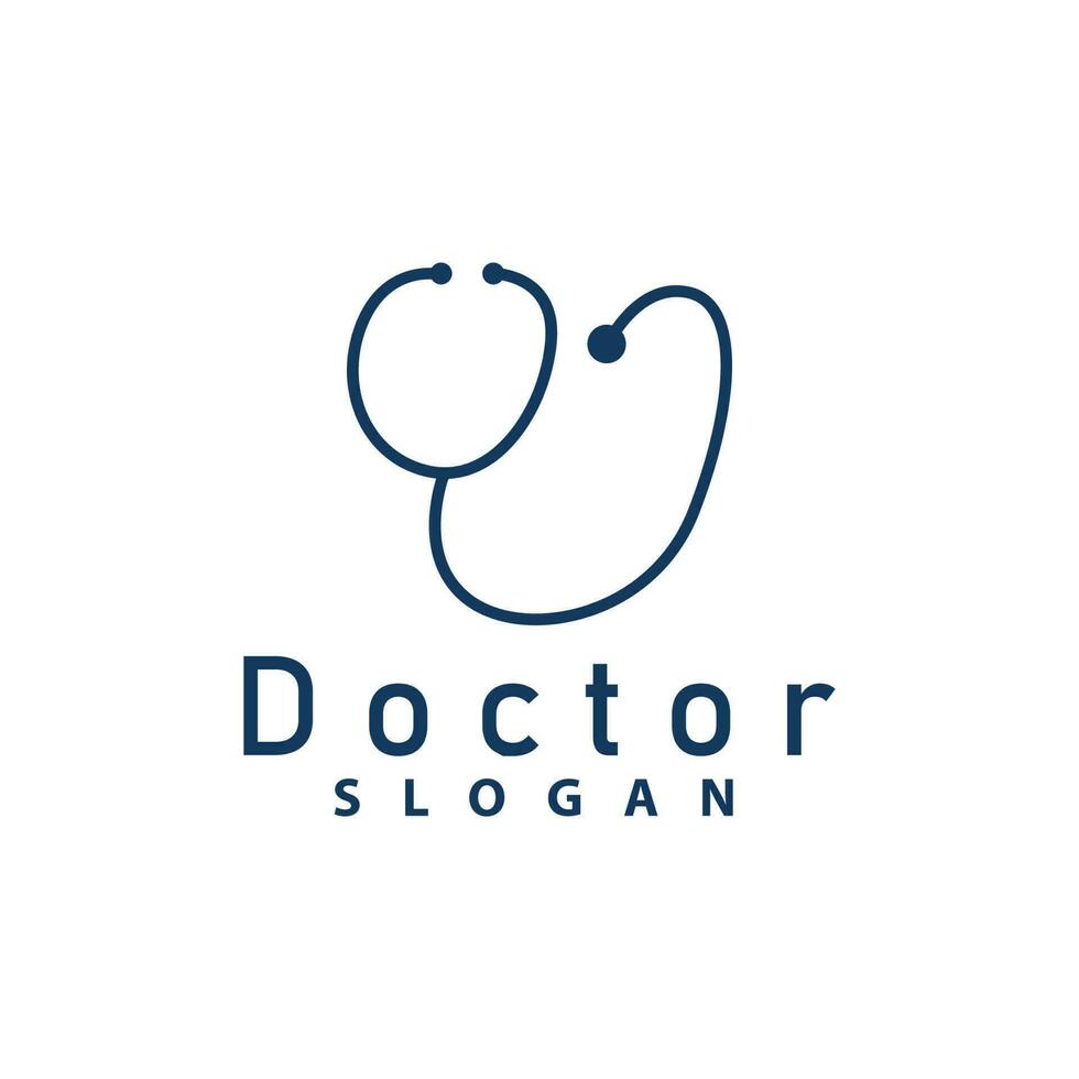 Health Logo, Doctor Stethoscope Vector, Health Care Line Design, Icon Silhouette Illustration vector