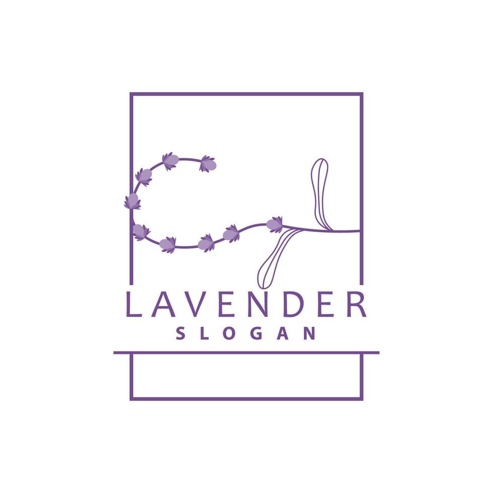 Lavender Logo, Simple Elegant Purple Flower Plant Vector, Greeting Card Design, Banner, Flower Ornament, Lavender Hand Drawn Wedding, Icon Symbol Illustration vector