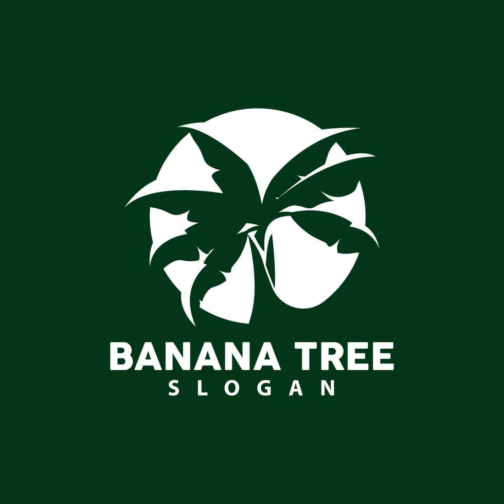 Banana Tree Logo, Banana Tree Simple Silhouette Design, Plant Icon Symbol Vector Illustration