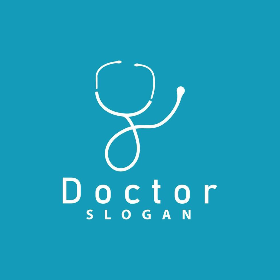 Health Logo, Doctor Stethoscope Vector, Health Care Line Design, Icon Silhouette Illustration vector