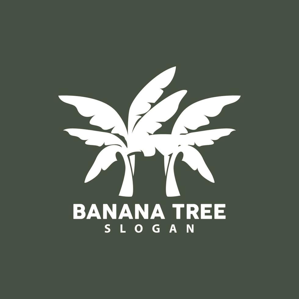 Banana Tree Logo, Banana Tree Simple Silhouette Design, Plant Icon Symbol Vector Illustration