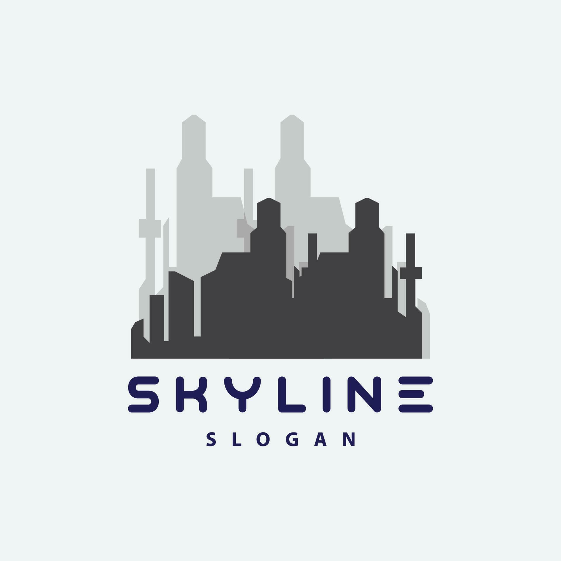 paisaje urbano logo, metrópoli horizonte diseño, ciudad edificio vector ...