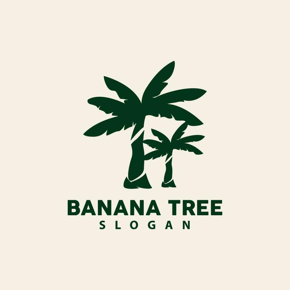 Banana Tree Logo, Banana Tree Simple Silhouette Design, Plant Icon Symbol Vector Illustration