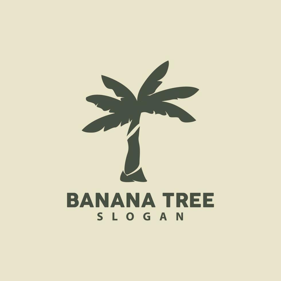 Banana Tree Logo, Banana Tree Simple Silhouette Design, Plant Icon Symbol Vector Illustration