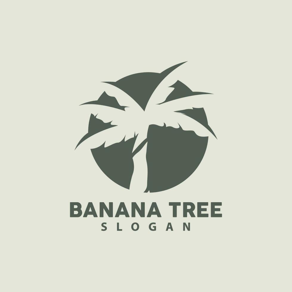 Banana Tree Logo, Banana Tree Simple Silhouette Design, Plant Icon Symbol Vector Illustration