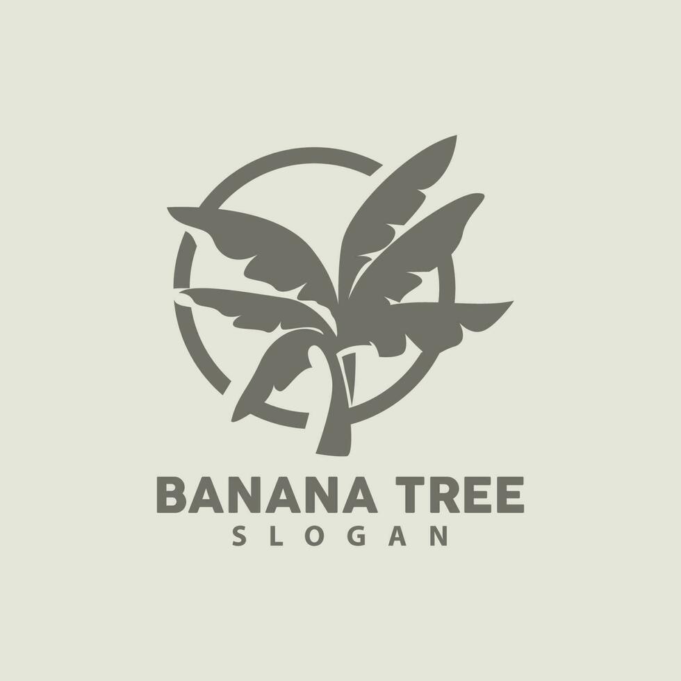 Banana Tree Logo, Banana Tree Simple Silhouette Design, Plant Icon Symbol Vector Illustration