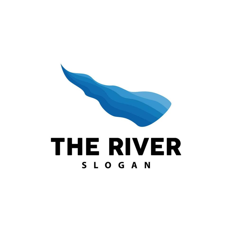 River Logo Design, River Creek Vector, Riverside Illustration With A Combination Of Mountains And Nature, Product Brand vector