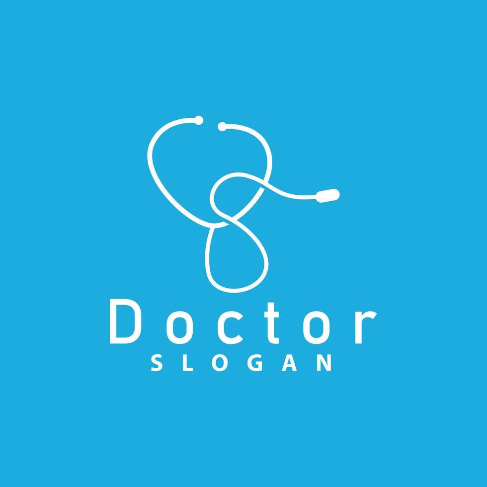 Health Logo, Doctor Stethoscope Vector, Health Care Line Design, Icon Silhouette Illustration vector