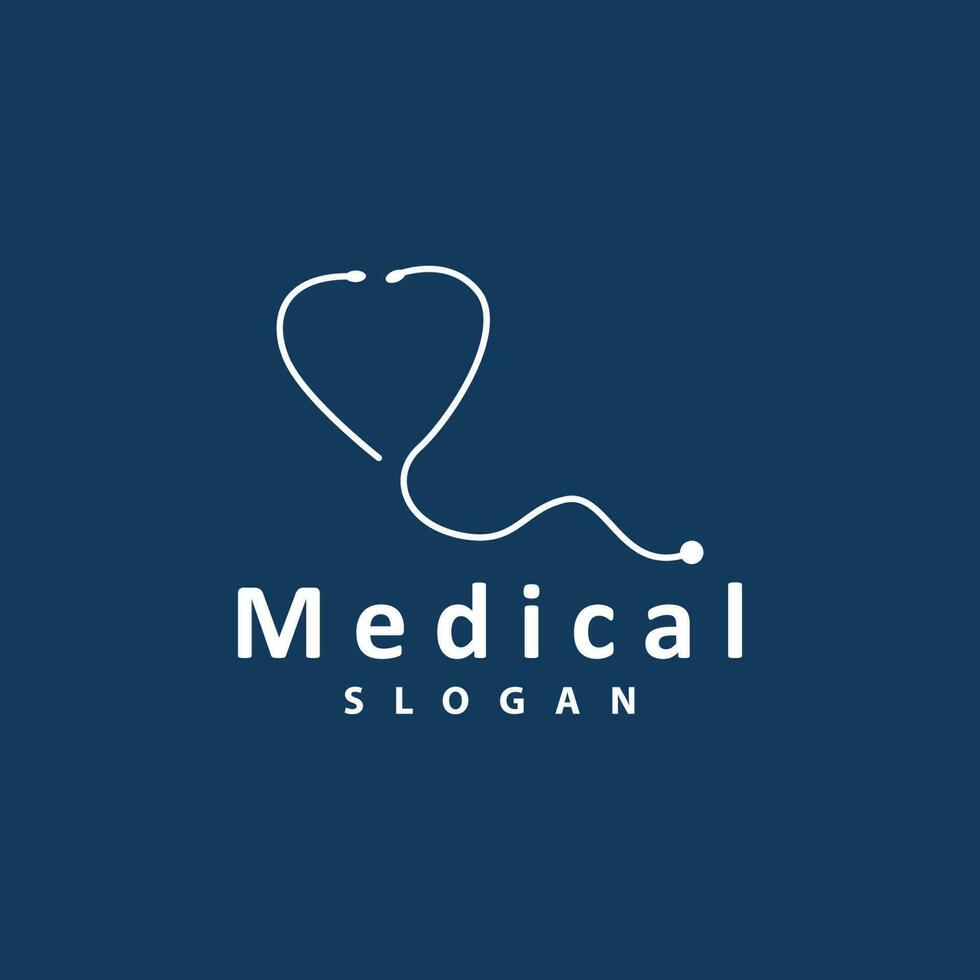 Health Logo, Doctor Stethoscope Vector, Health Care Line Design, Icon Silhouette Illustration vector