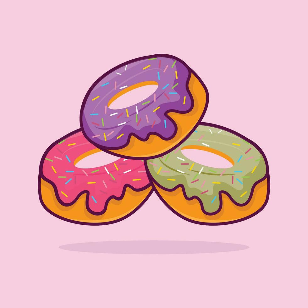 Donut Icon Illustration, Isolated Vector, Cartoon Style Food Concept, Design Suitable For Web Landing Page, Banner, Sticker, Background, Poster vector