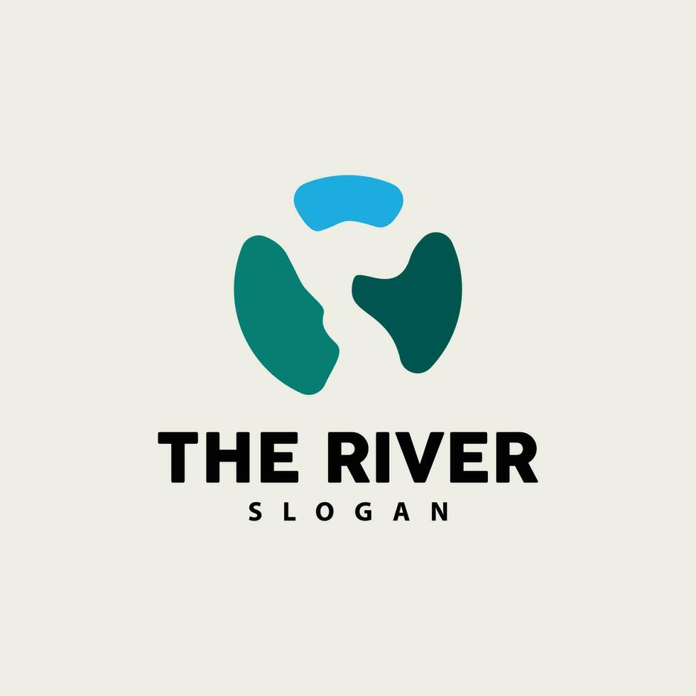 River Logo Design, River Creek Vector, Riverside Illustration With A Combination Of Mountains And Nature, Product Brand vector