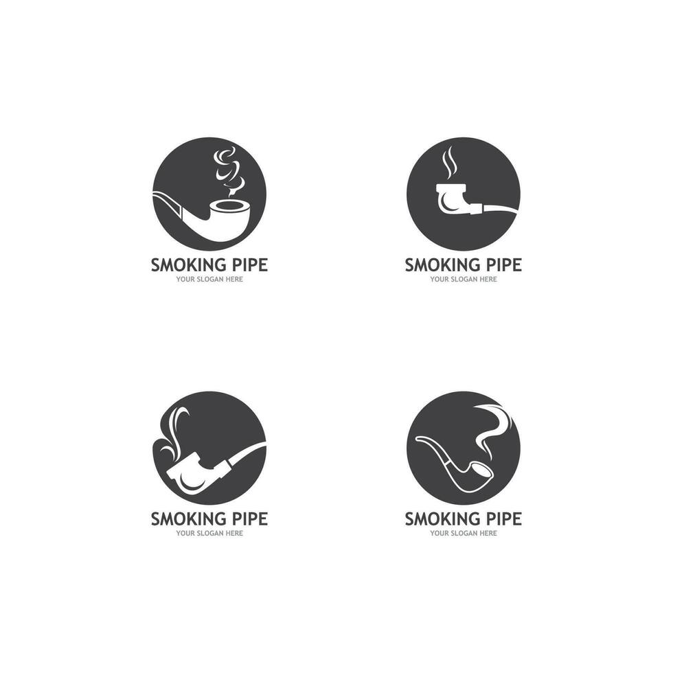 Smoking pipe black and white contour drawing logo vector