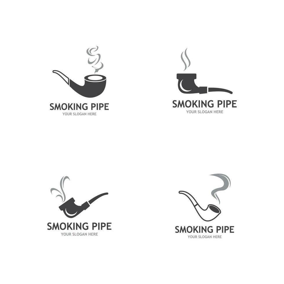 Smoking pipe black and white contour drawing logo vector