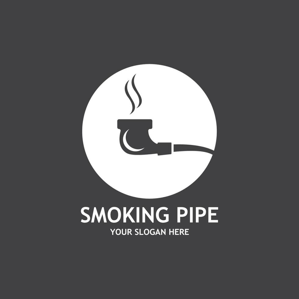 Smoking pipe black and white contour drawing logo vector