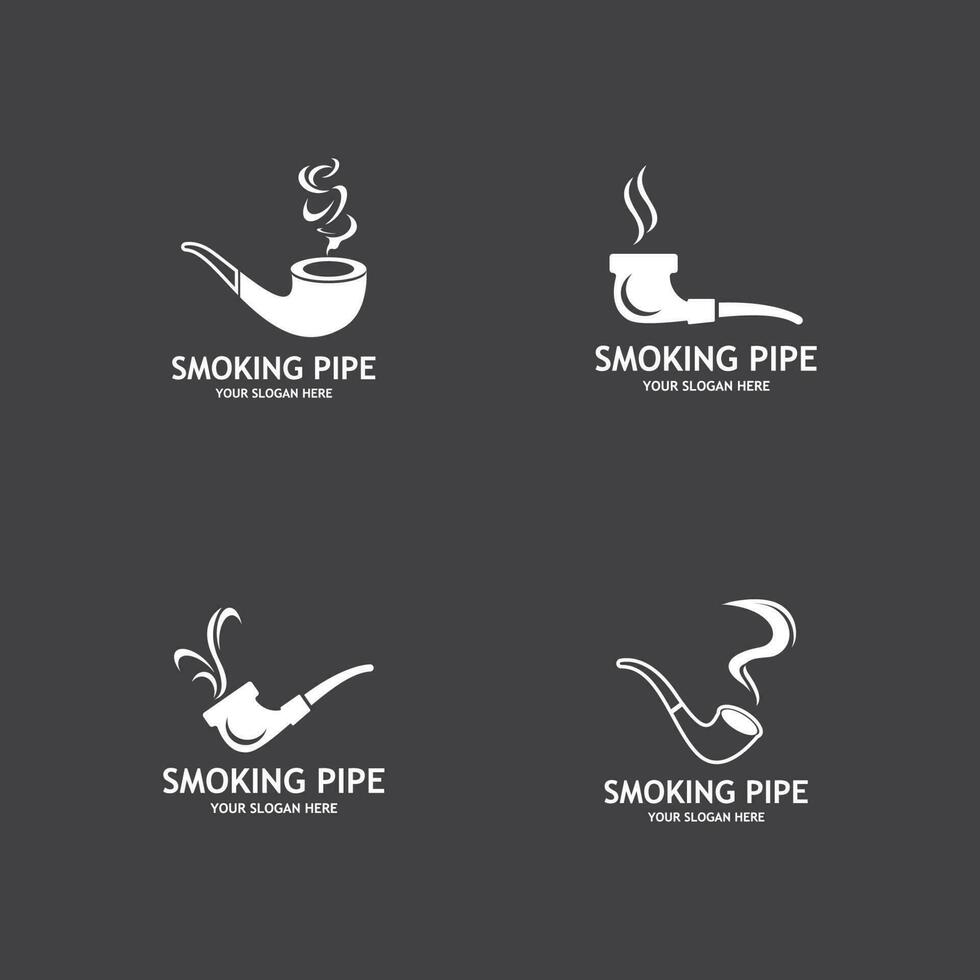 Smoking pipe black and white contour drawing logo vector