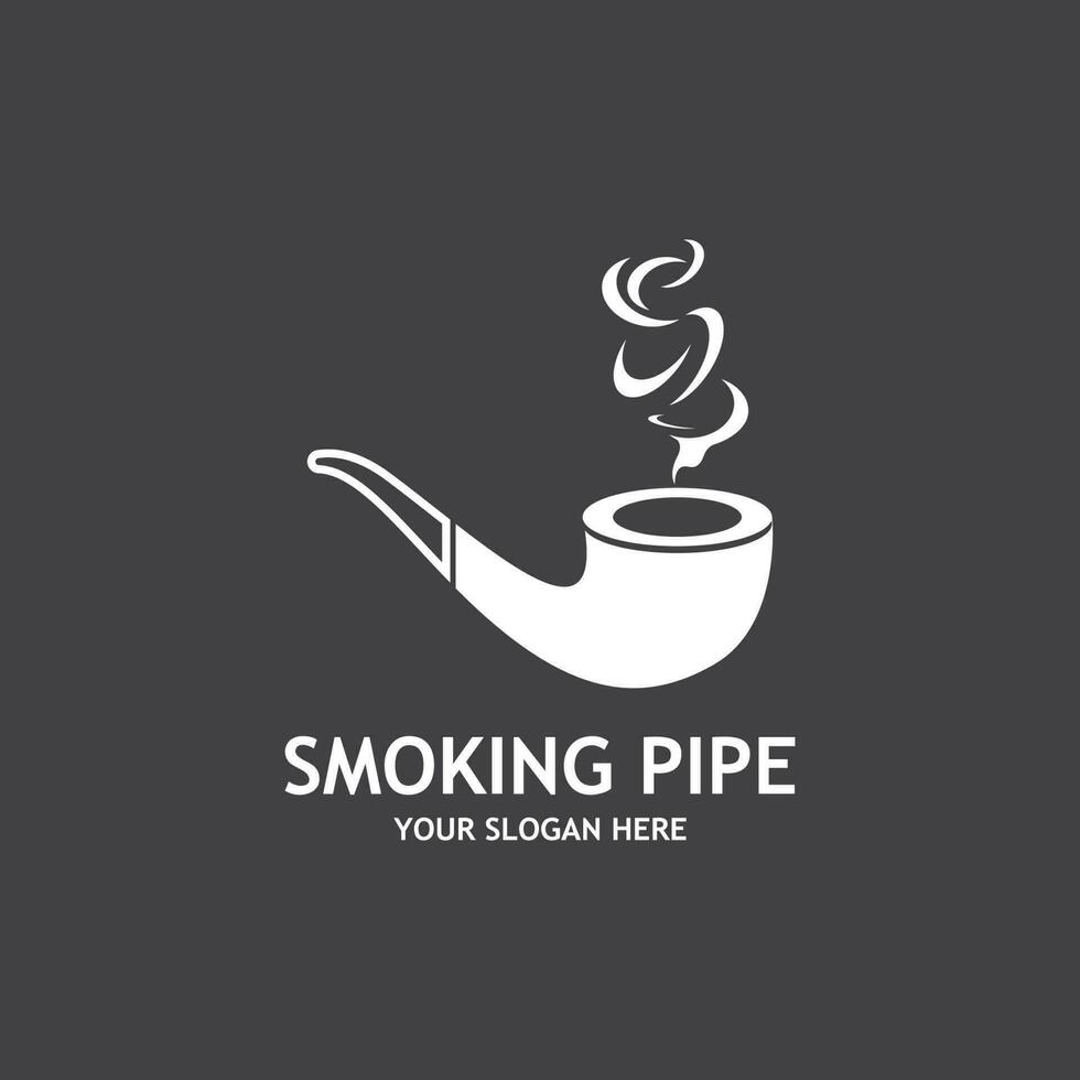 Smoking pipe black and white contour drawing logo vector