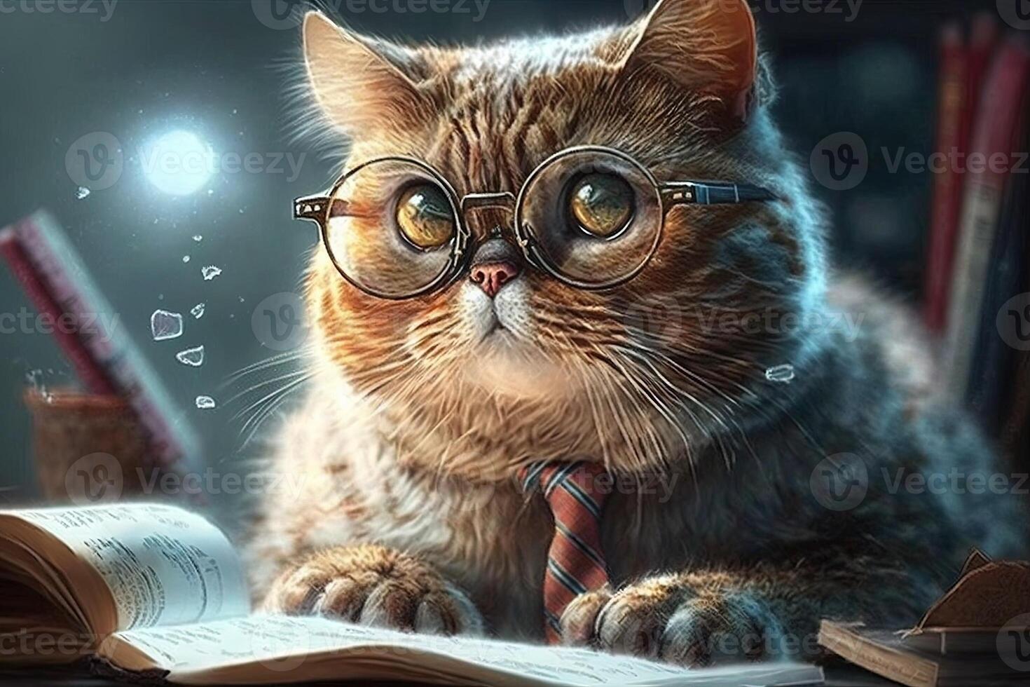 Cat genius illustration photo