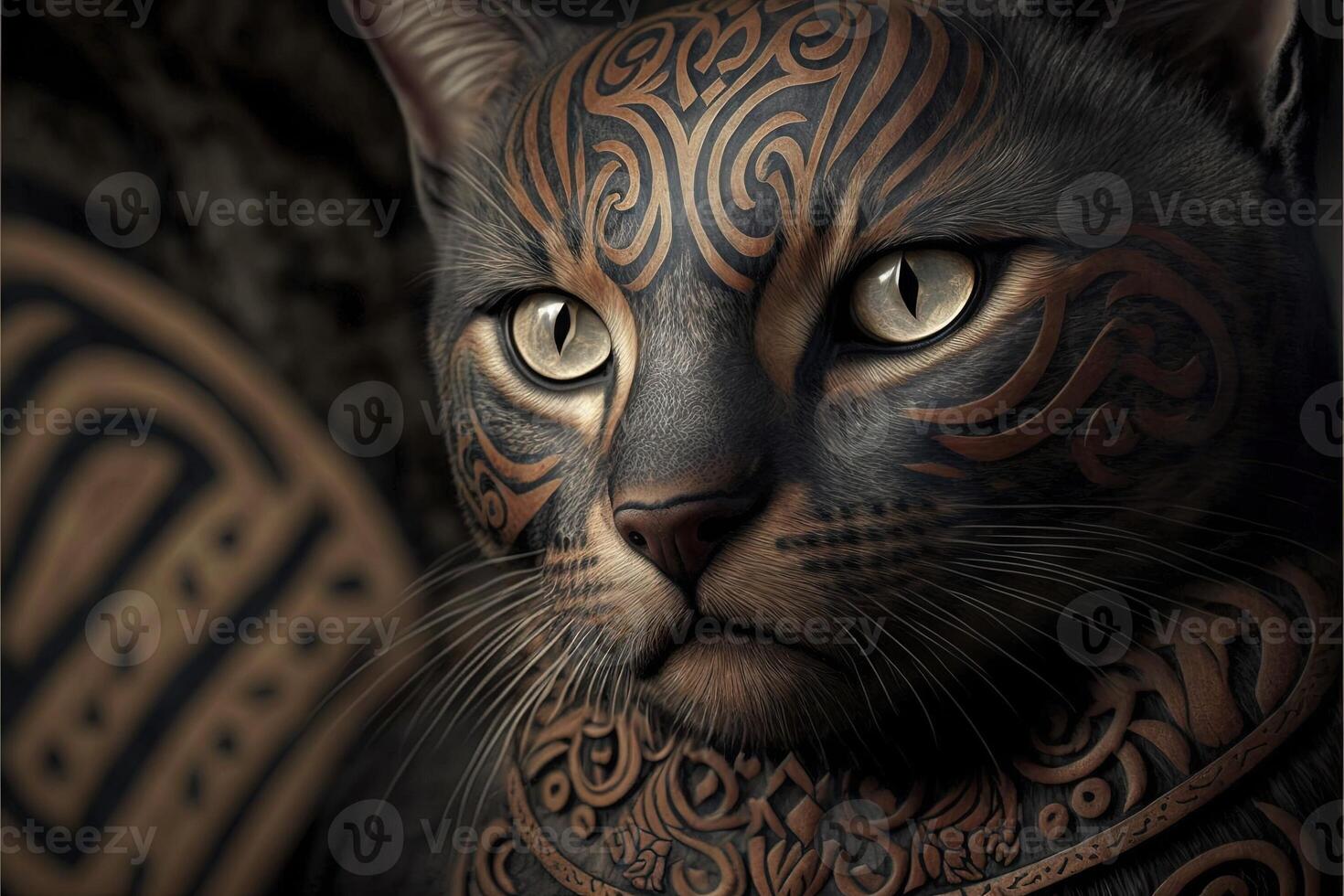 Maori Australia aboriginal cat Portrait illustration photo