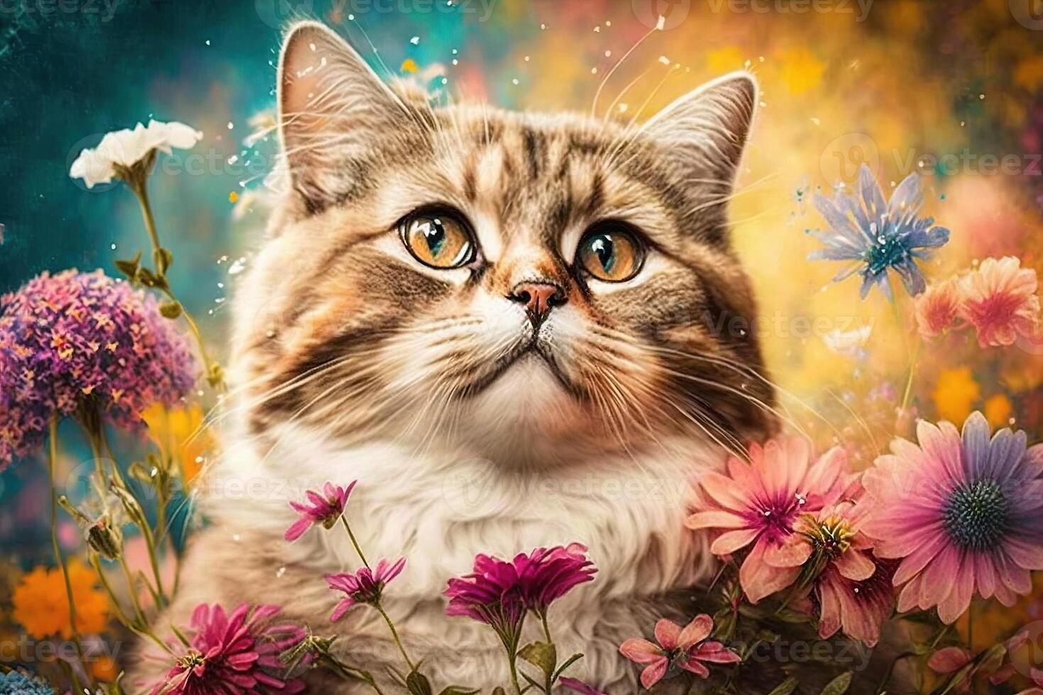Hippie cat illustration photo