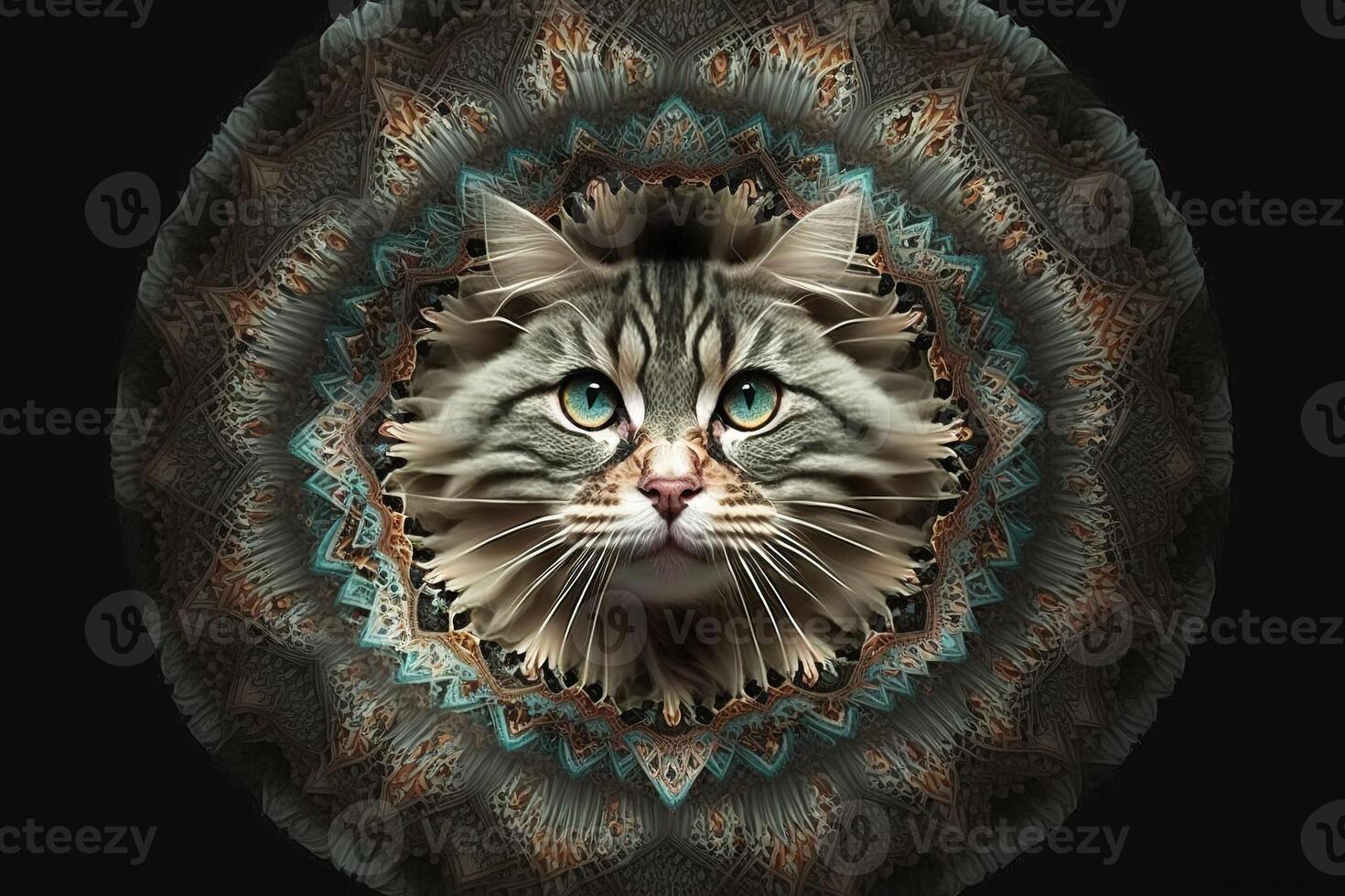 cat Animal mandala fractal illustration photo