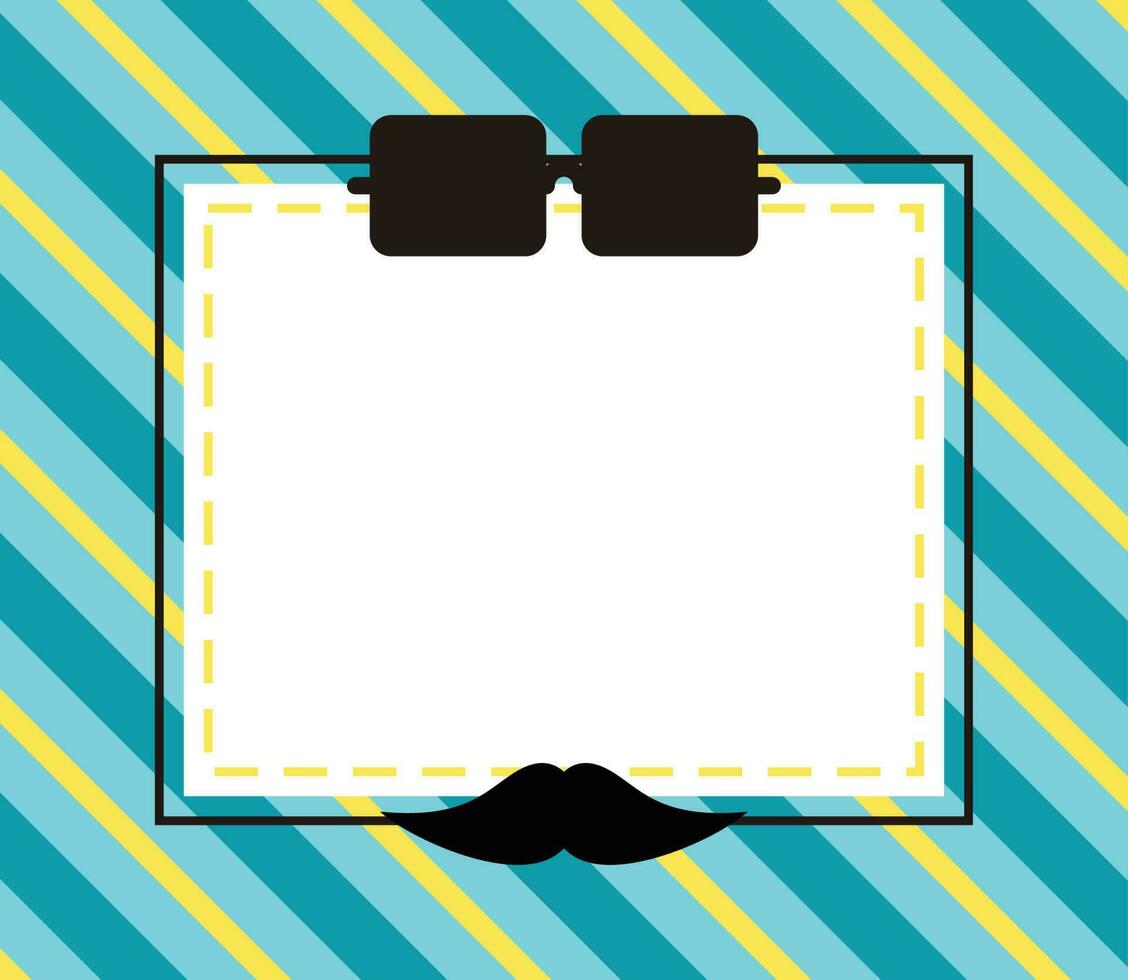 father's day background, glasses and mustache icon with free space for text. Template for banner, poster, social media, web, greeting card. vector