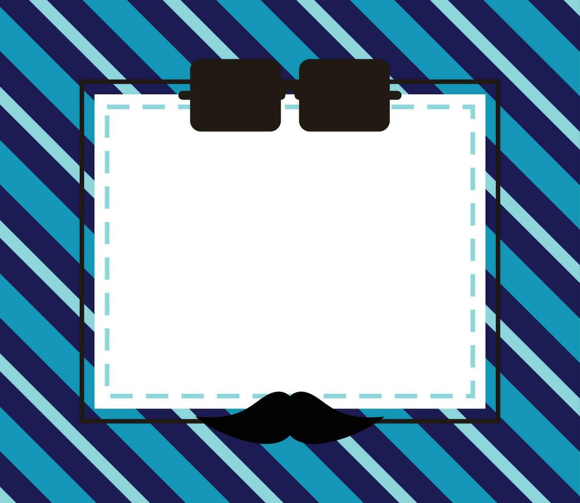 father's day background, glasses and mustache icon with free space for text. Template for banner, poster, social media, web, greeting card. vector