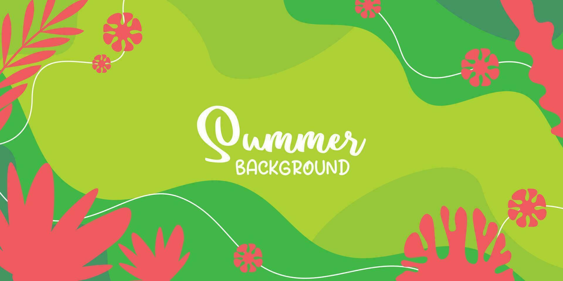 summer background of amazing shapes, wave patterns, leaves, flowers, herbs with free space for text. Template for banner, poster, social media, web. vector