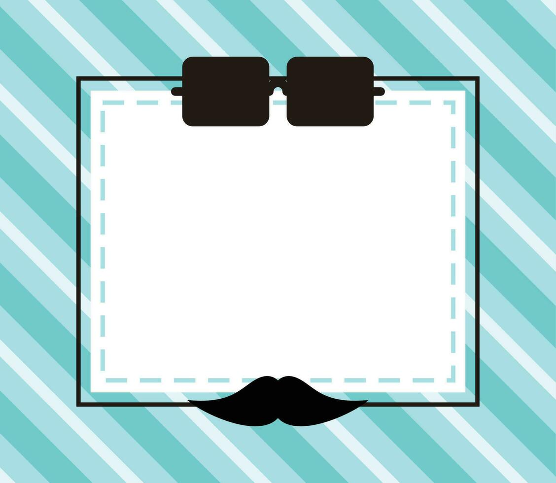 father's day background, glasses and mustache icon with free space for text. Template for banner, poster, social media, web, greeting card. vector