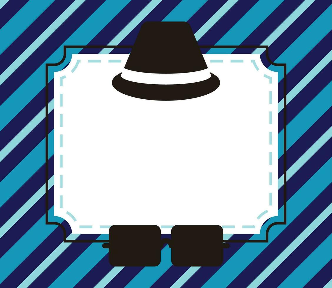 del padre día fondo, sombrero y lentes icono con gratis espacio para texto. modelo para bandera, póster, social medios de comunicación, web, saludo tarjeta. vector