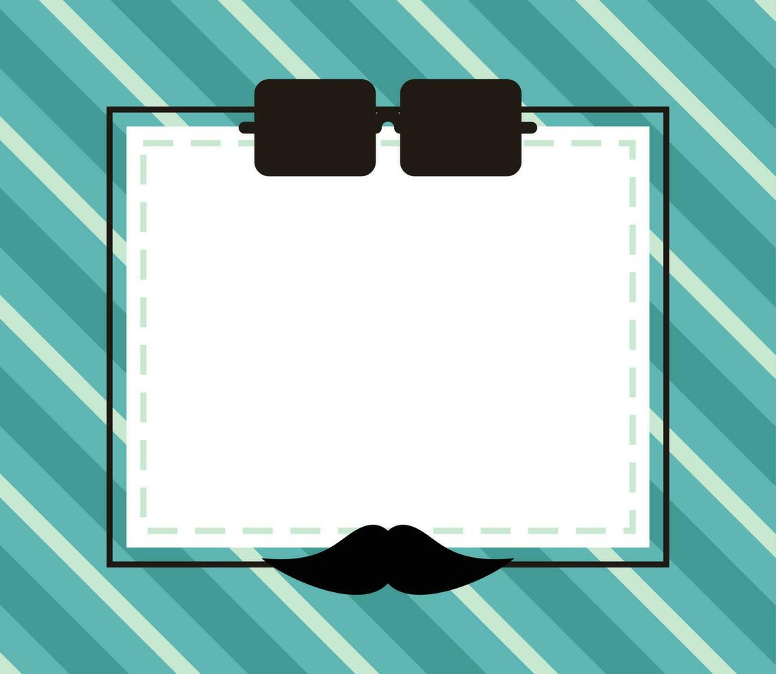 del padre día fondo, lentes y Bigote icono con gratis espacio para texto. modelo para bandera, póster, social medios de comunicación, web, saludo tarjeta. vector