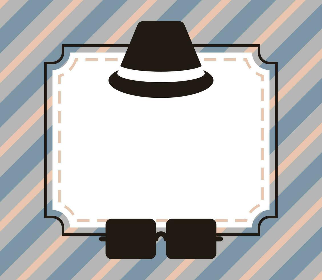 father's day background, hat and glasses icon with free space for text. Template for banner, poster, social media, web, greeting card. vector