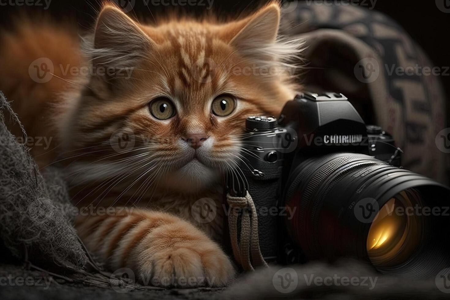 photographer cat working job profession illustration photo