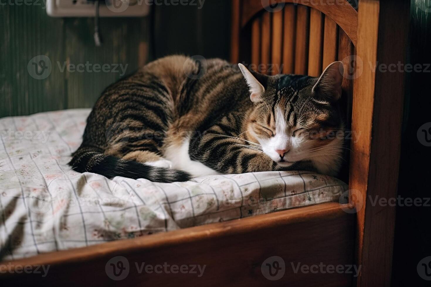 Cat sleeping in a funny position illustration photo