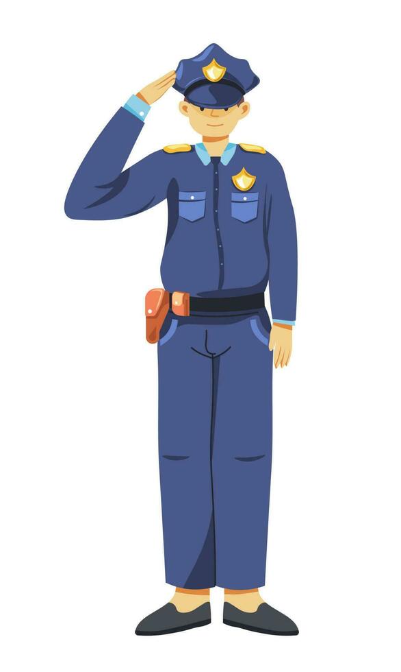 Detective saluting with hand gesture, policeman vector