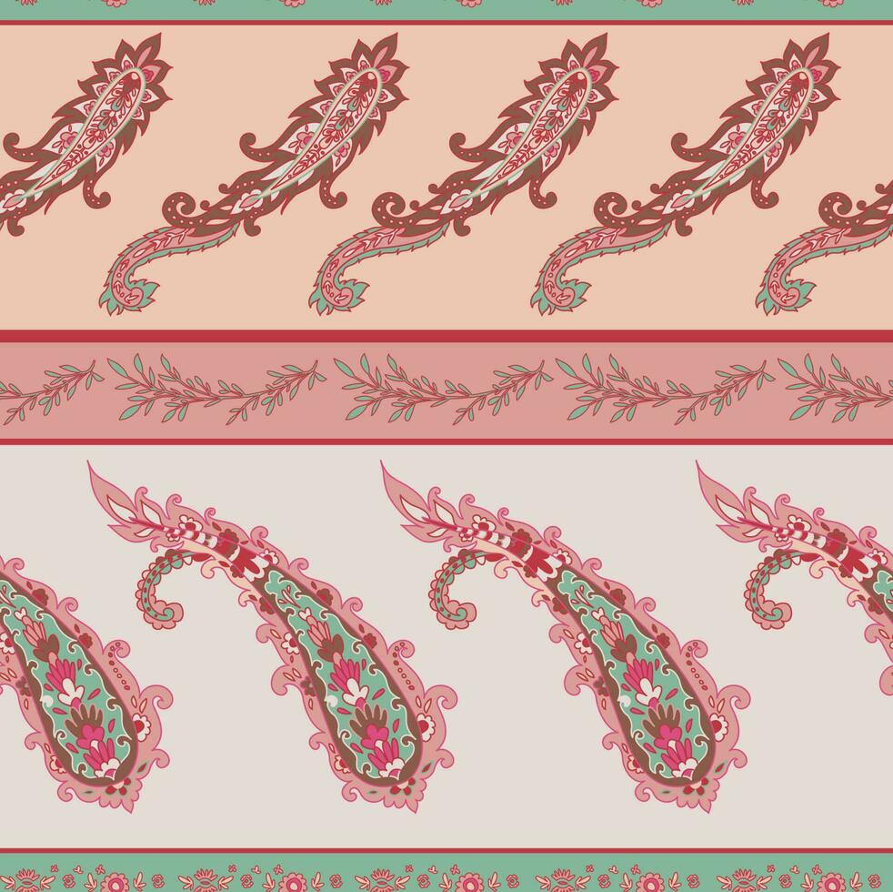 Blooming flowers and foliage, paisley decoration vector