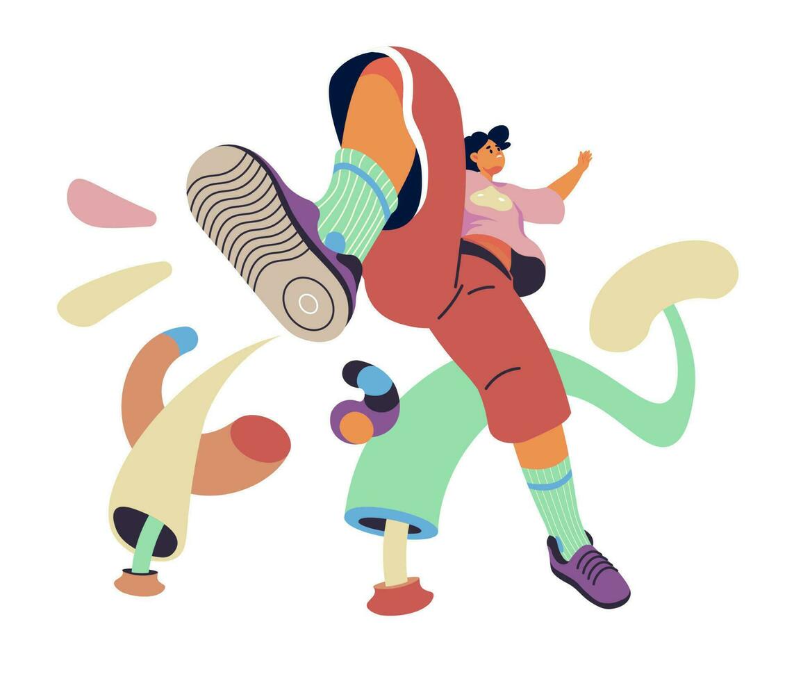 Street dancer or performer, teengers movement vector