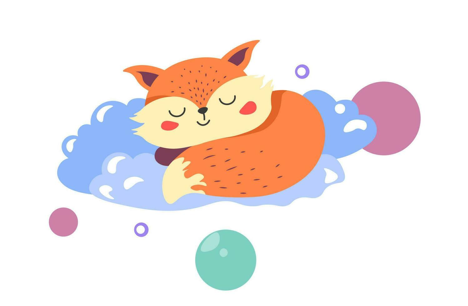 Sleepy fox on cloud, sleeping animal character 23934553 Vector Art at Vecteezy