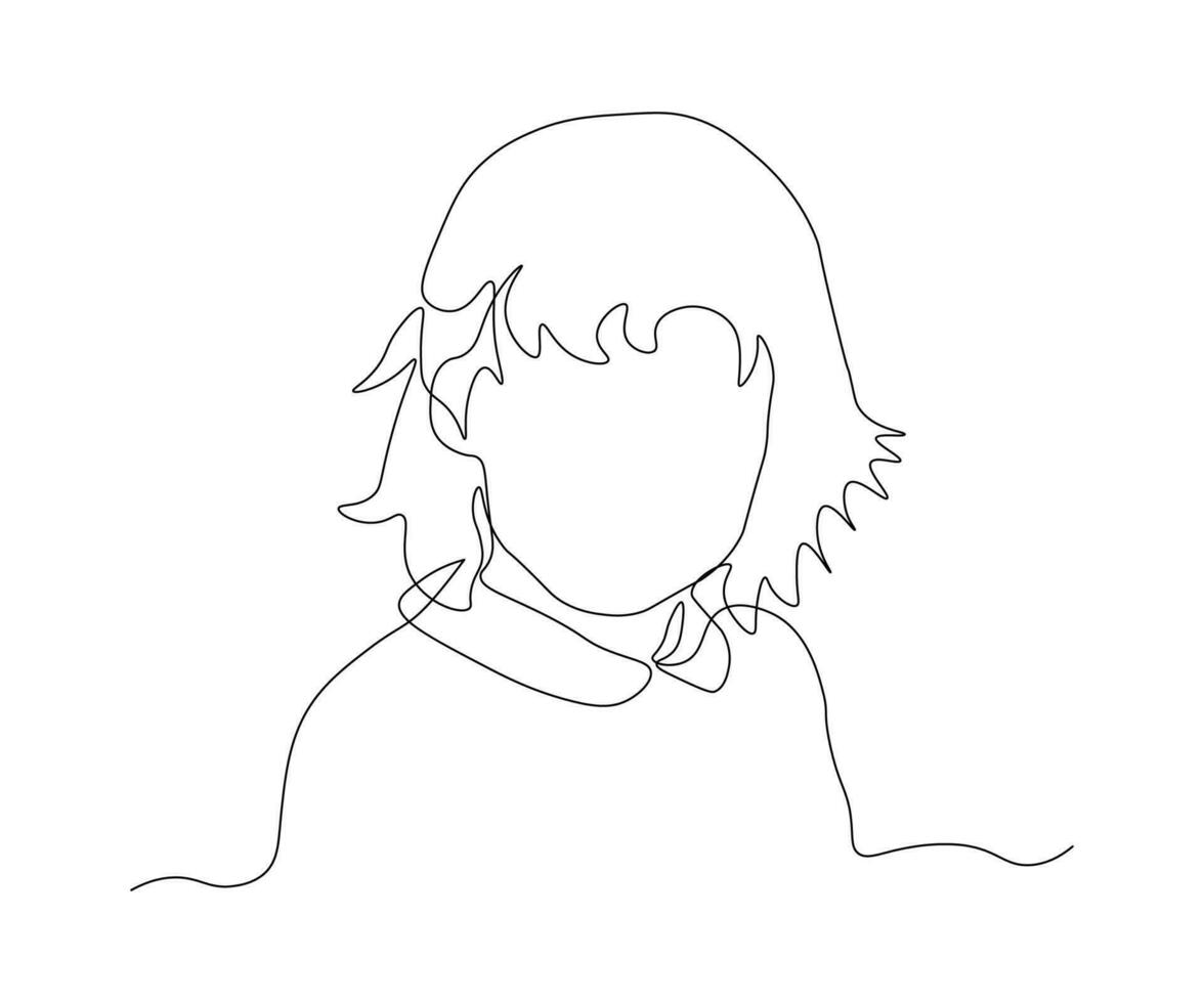 abstract portrait of a girl without a face Continuous One Line Drawing vector
