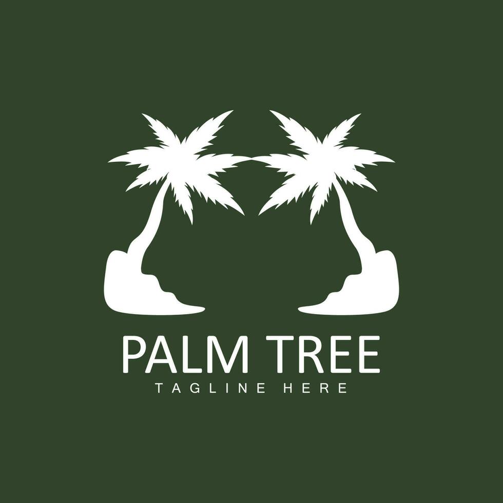 Coconut Tree Logo, Palm Tree Sunset Beach Vector, Elegant Minimalist Simple Design, Symbol Template Icon vector