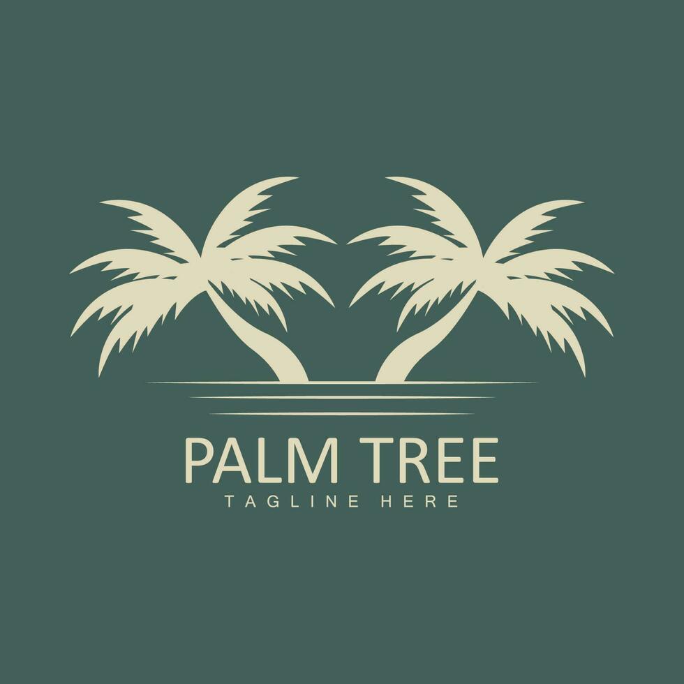 Coconut Tree Logo, Palm Tree Sunset Beach Vector, Elegant Minimalist Simple Design, Symbol Template Icon vector