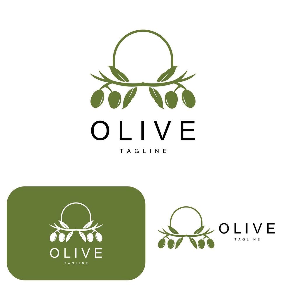 Olive Logo, Olive Oil Plant Vector, Natural Herbal Health Medicine Design, Illustration Template Icon vector