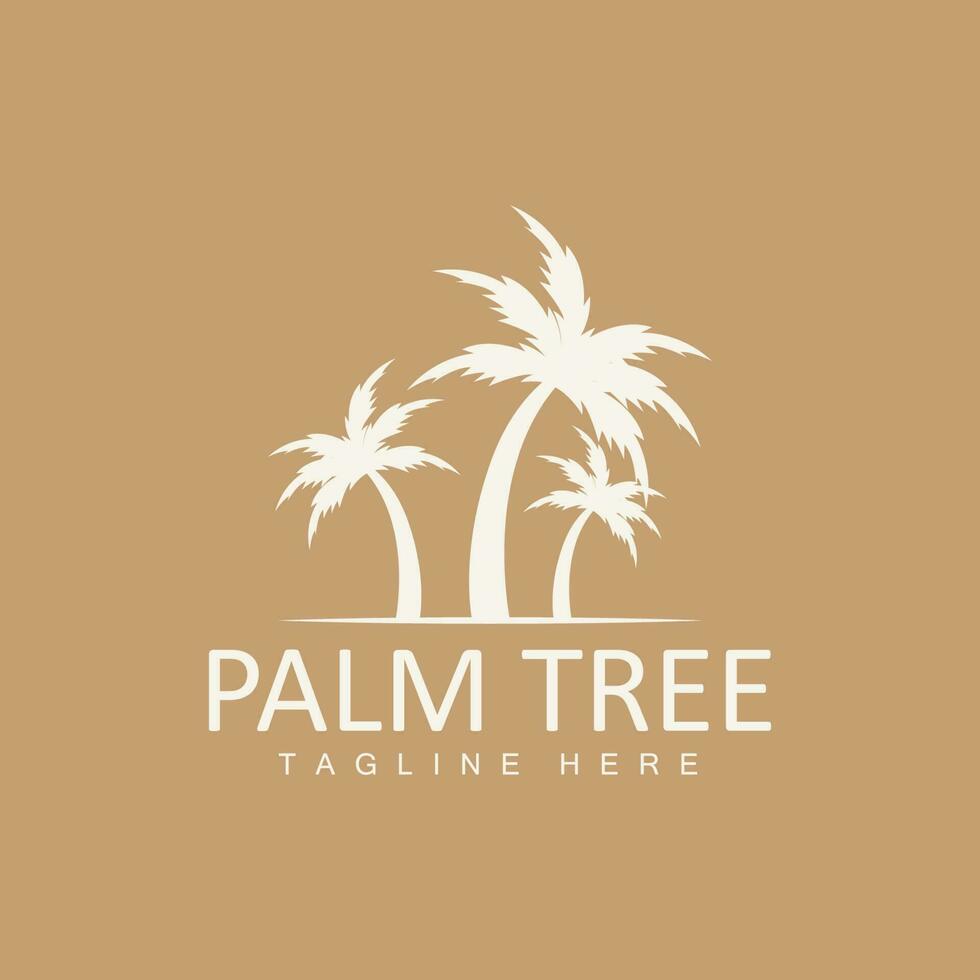 Coconut Tree Logo, Palm Tree Sunset Beach Vector, Elegant Minimalist Simple Design, Symbol Template Icon vector