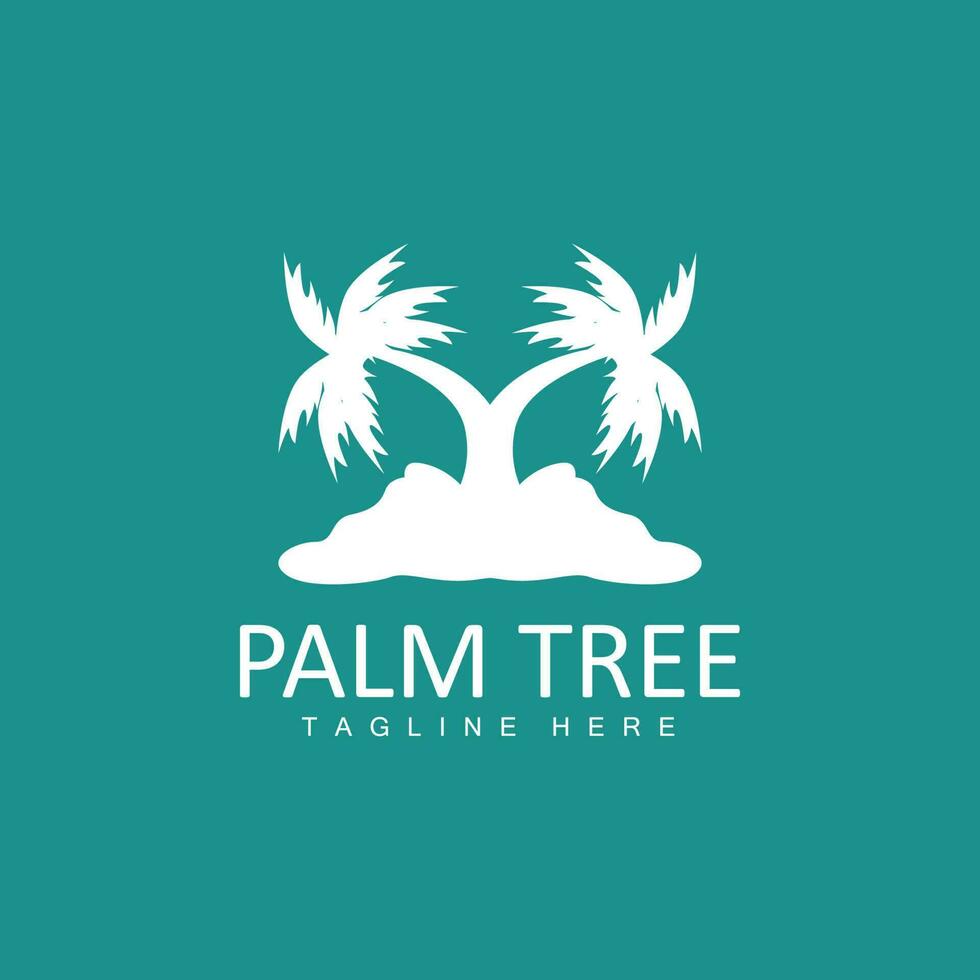 Coconut Tree Logo, Palm Tree Sunset Beach Vector, Elegant Minimalist Simple Design, Symbol Template Icon vector