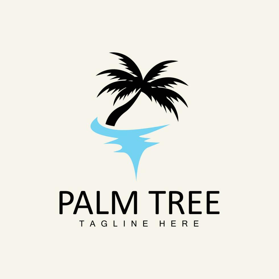 Coco árbol logo, palma árbol puesta de sol playa vector, elegante minimalista sencillo diseño, símbolo modelo icono vector